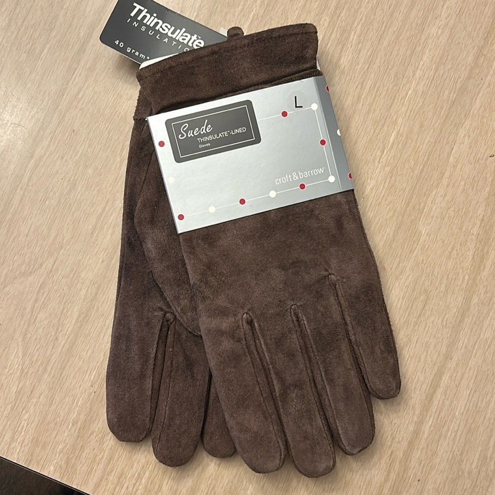 Croft & Barrow suede gloves NWT size Large